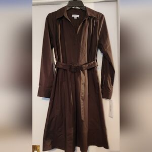 Calvin Klein Brown Belted Shirt Dress